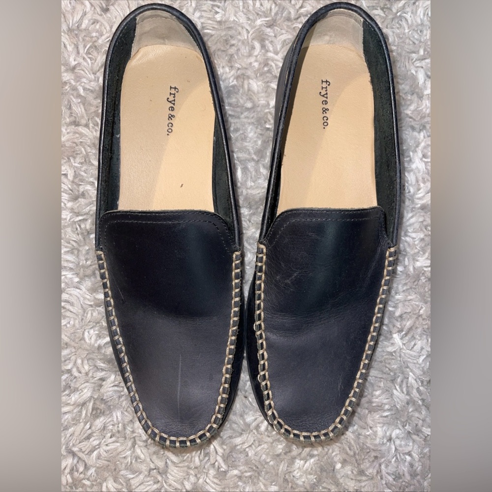 FRYE & CO. MENS LEWIS VENETIAN LOAFER DRIVING MOC  BLACK LEATHER 10.5 M